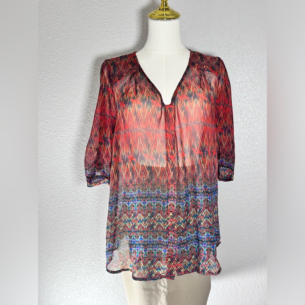 Skies are Blue sheer blouse button-up